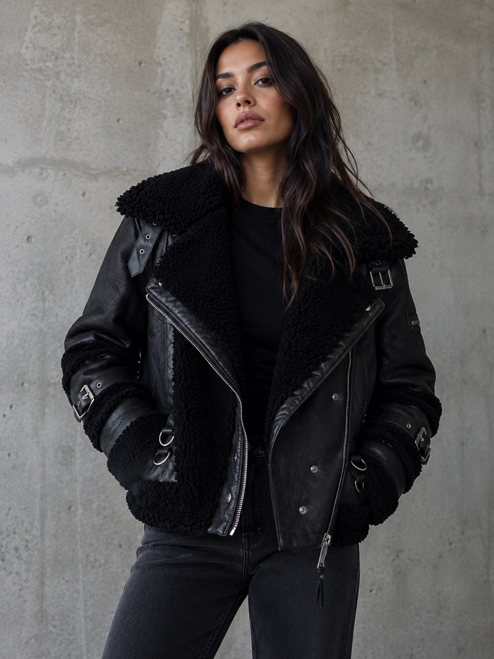 Maniere De Voir Black Biker Moto Jacket size 4